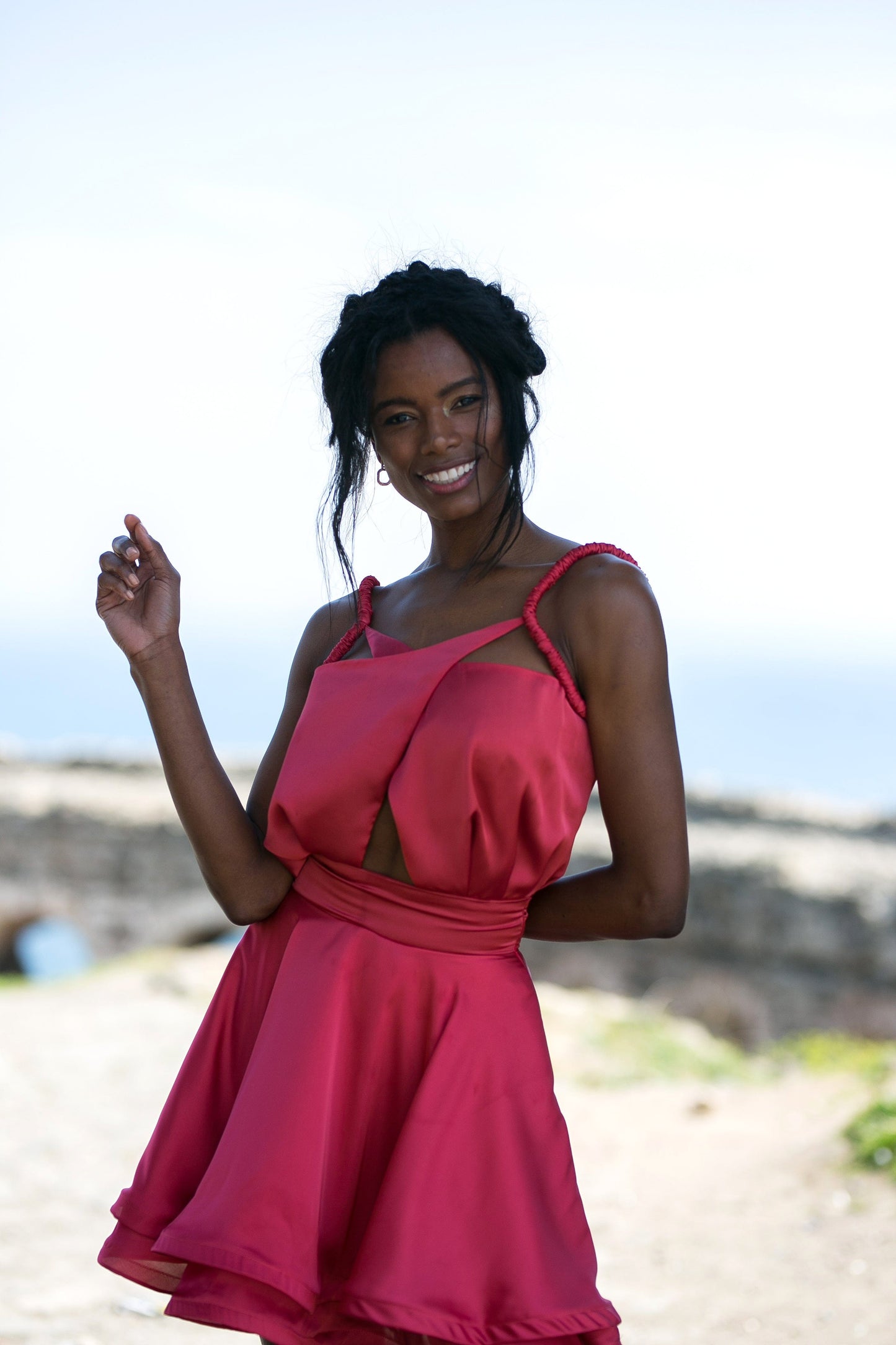 Flared Silk-Satin Mini Dress