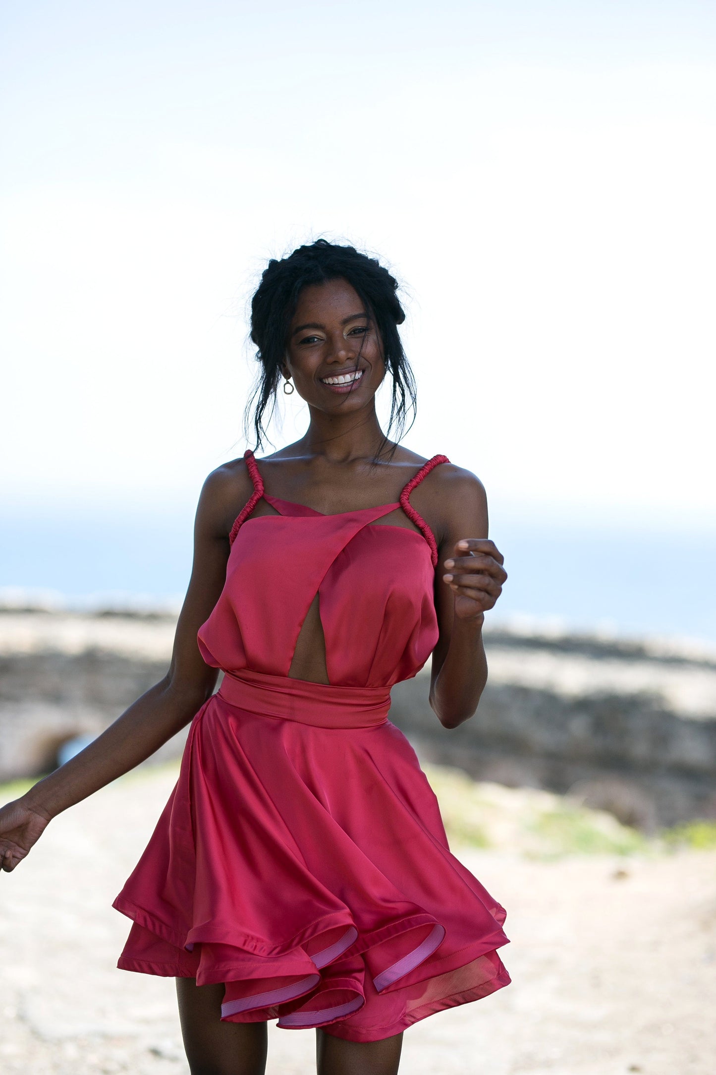 Flared Silk-Satin Mini Dress