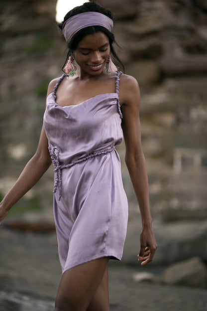 Robe drapée en soie
