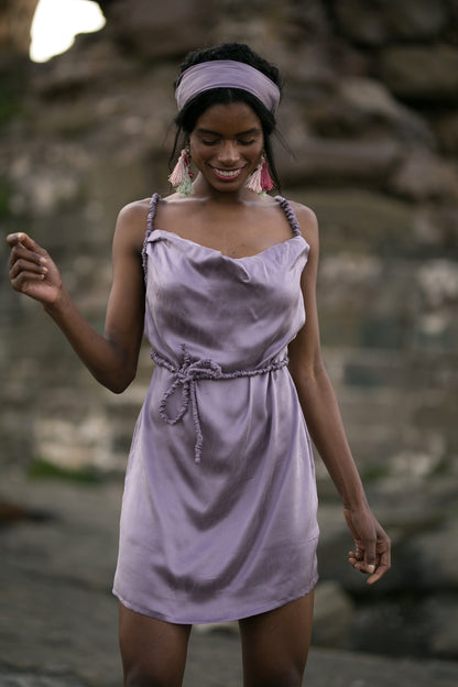 Robe drapée en soie