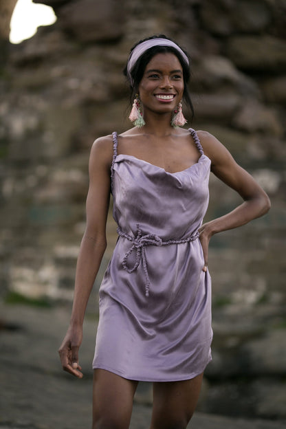 Robe drapée en soie