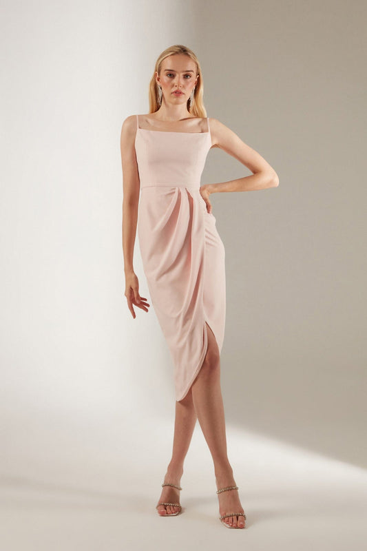 Powder Draped Strap Engagement Dress