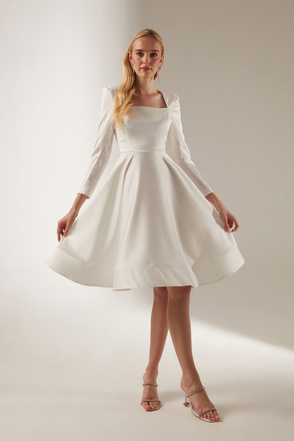 Wadding White Rim Midi Dress 5232