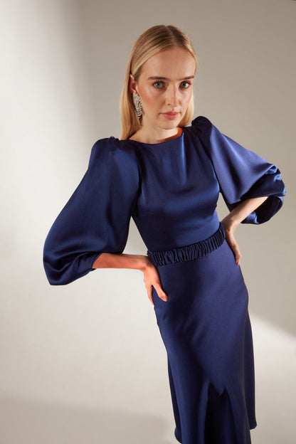 HELENY Ballon Kol Saks Nişan Kleid