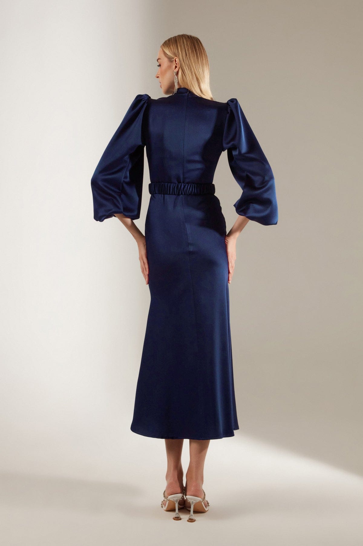 Mabel Saks Long Balloon Sleeve Midi Length Dress