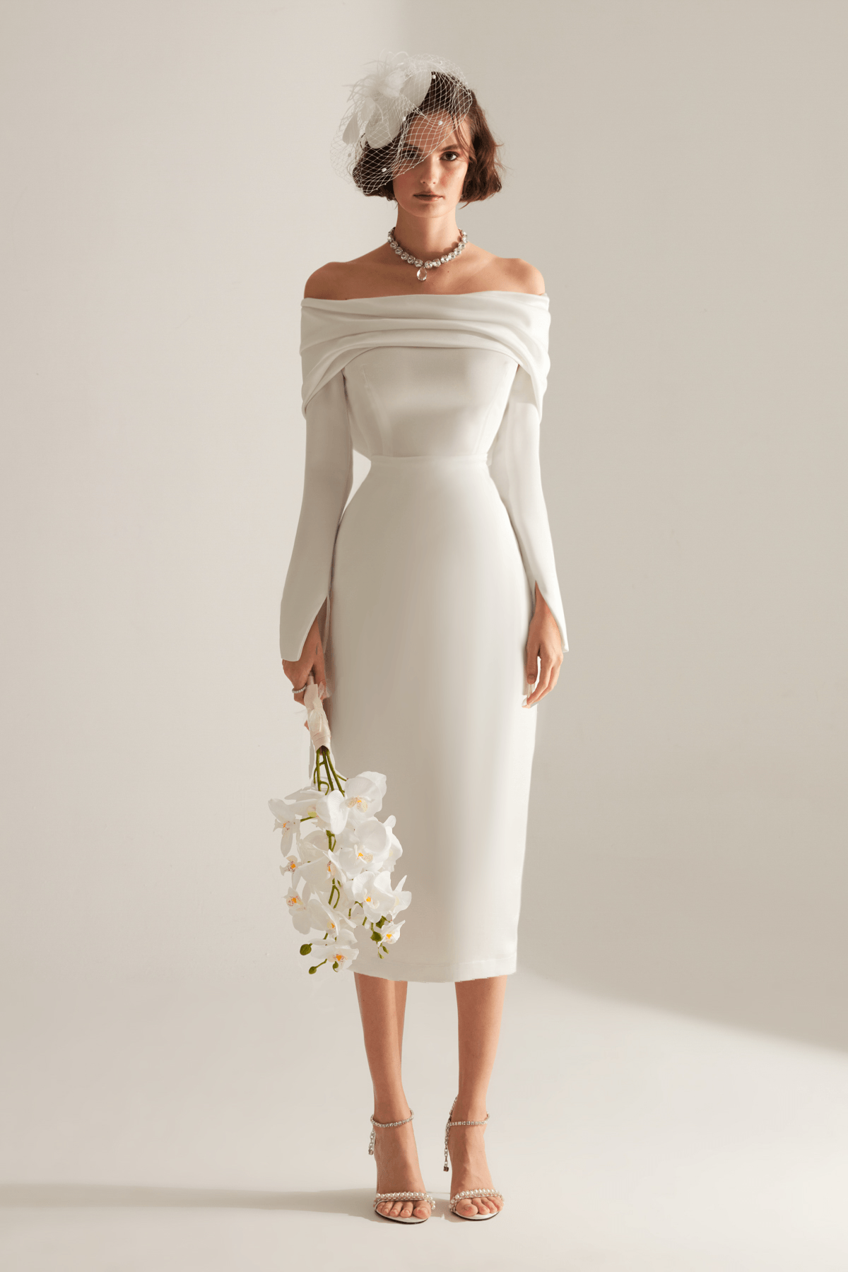 Nancy Niedrig Schulter Bleistiftrock Kleid 5618