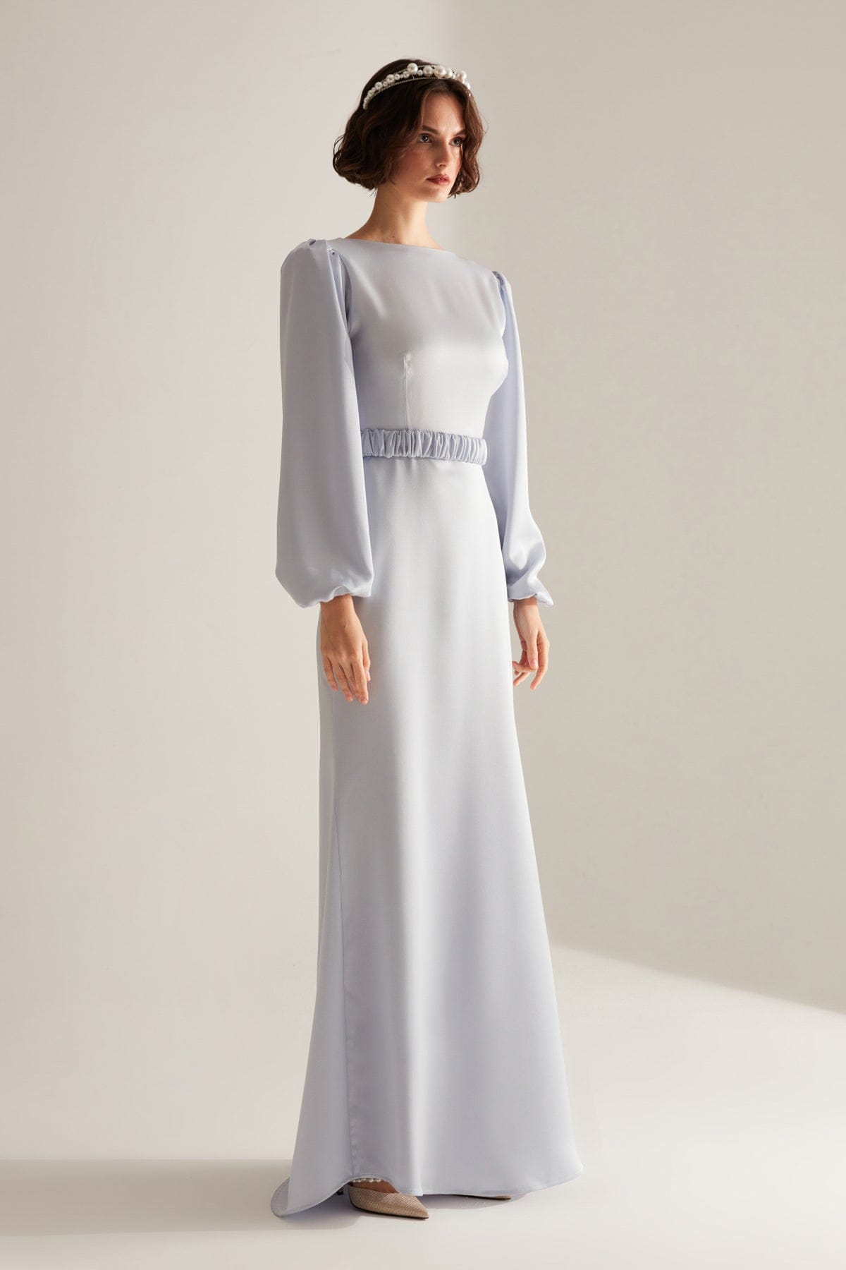 Komet Offene Blaue Ballon Langärmliges Kleid mit Schwanz