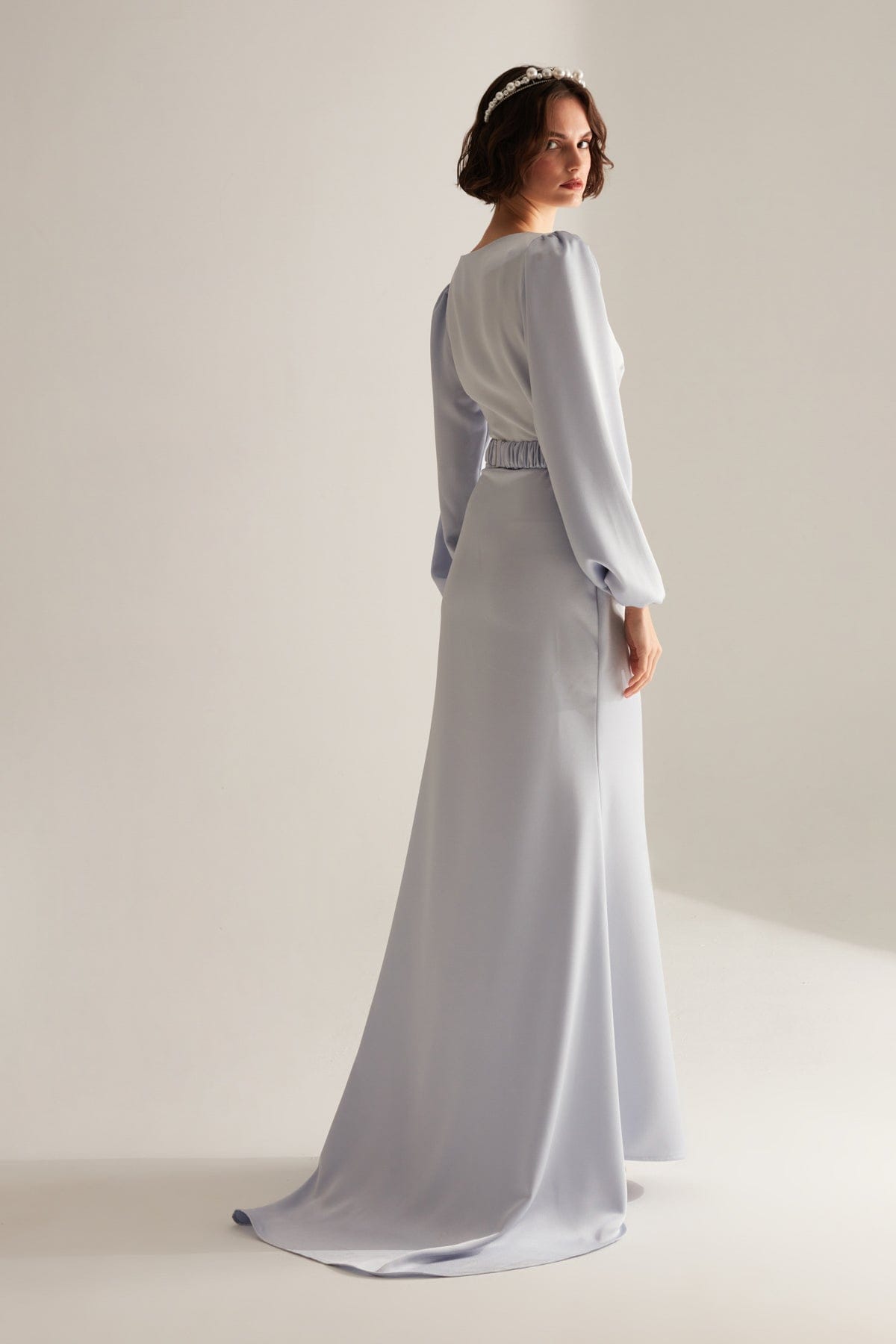 Komet Offene Blaue Ballon Langärmliges Kleid mit Schwanz