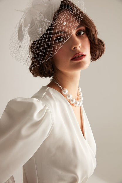 Tulle Wedding Hat Voile Hat Bridal Accessory