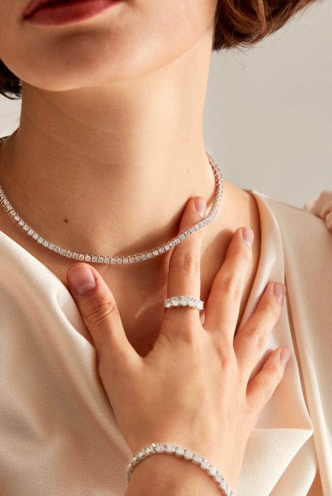 Fünf Stein Ring 925er Silber A+ Zirkonstein