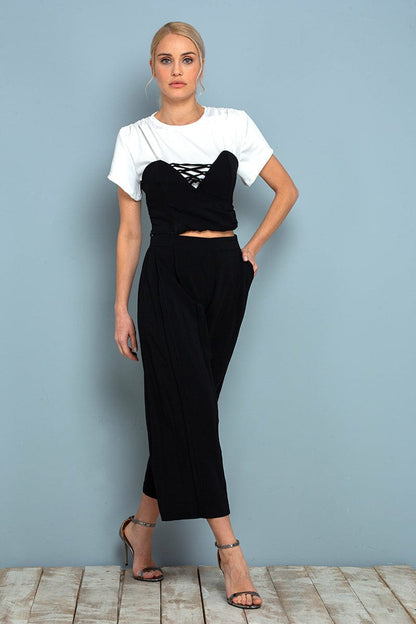 Blouse Blanche à Détails de Corset