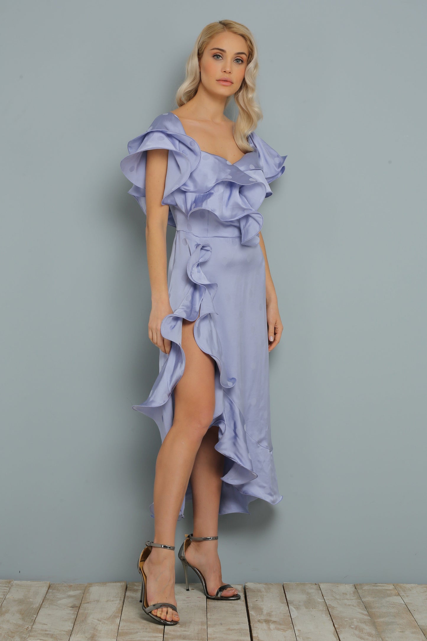 Ruffled Detail Lilac Dress