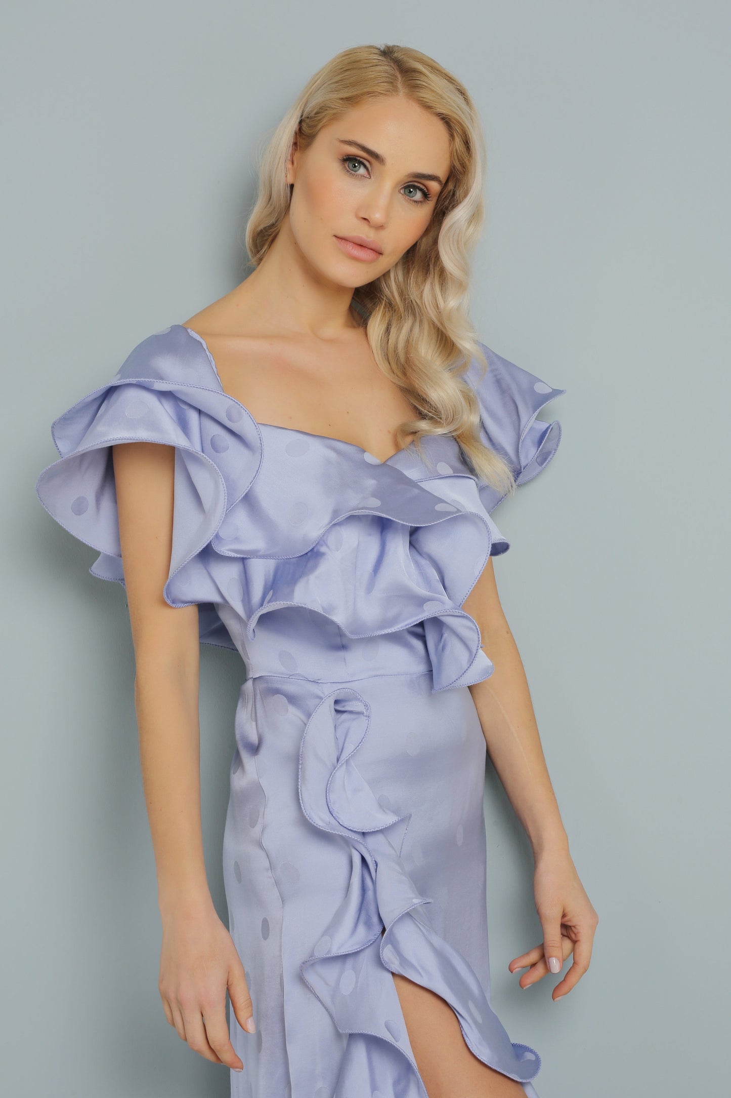 Ruffled Detail Lilac Dress