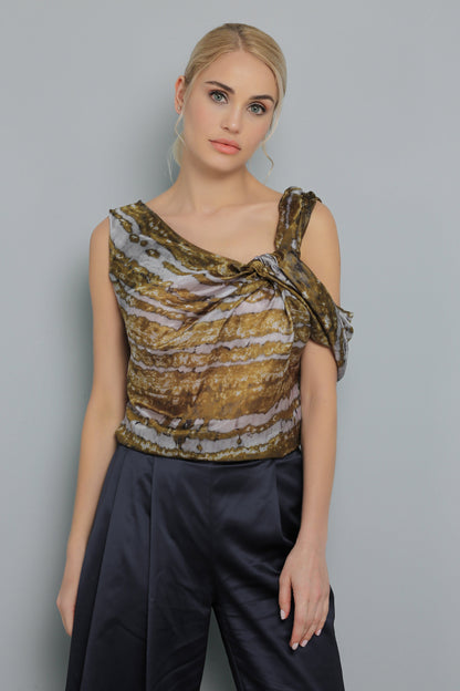 %100 Silk Shoulder Detailed Blouse