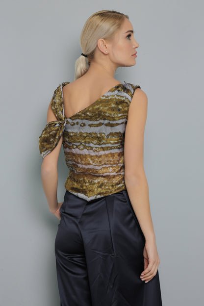 %100 Silk Shoulder Detailed Blouse