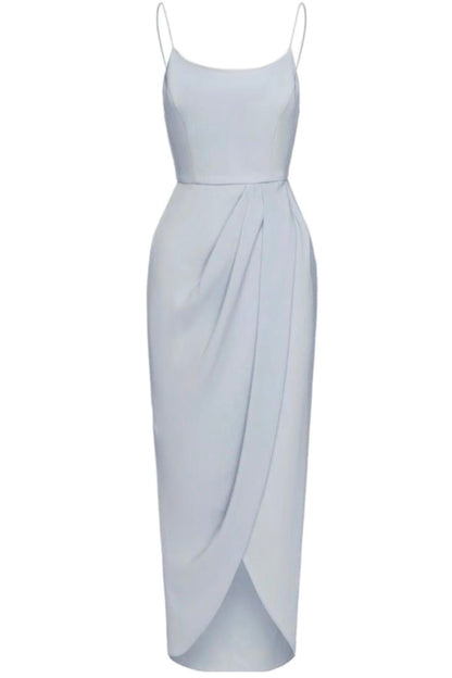 Hellblau Drapierte Trägerkleid