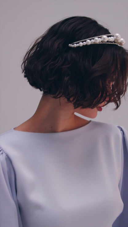 Perlenverziertes und mit Kristallsteinen besetztes Diadem, Haaraccessoire